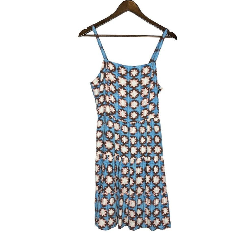 LOFT Blue and Cream Floral Tiered Mini Dress